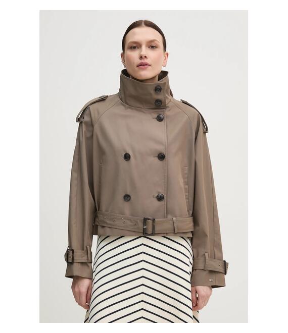 Βαμβακερό μπουφάν Tommy Hilfiger χρώμα: καφέ, WW0WW43933