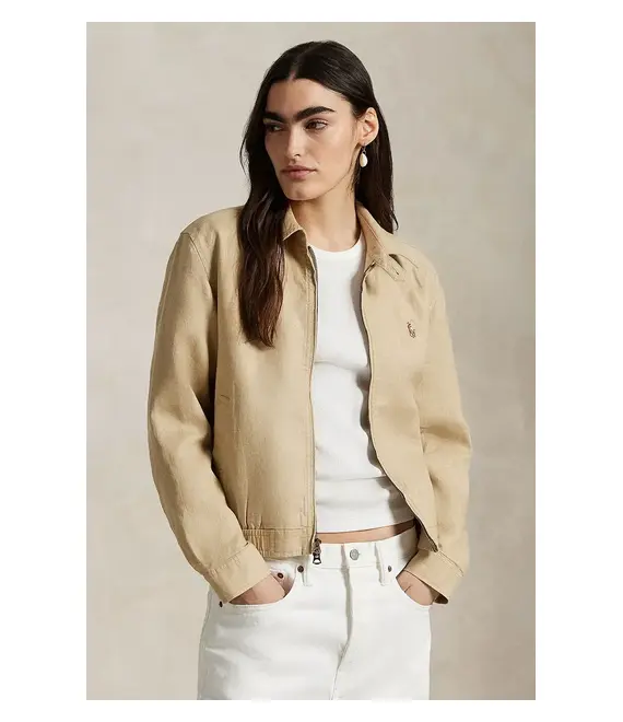 Λινό μπουφάν Polo Ralph Lauren χρώμα: μπεζ, 211938915