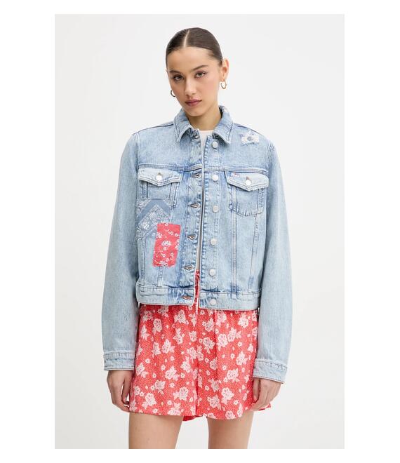 Τζιν μπουφάν Tommy Jeans χρώμα: μπλε, DW0DW20116