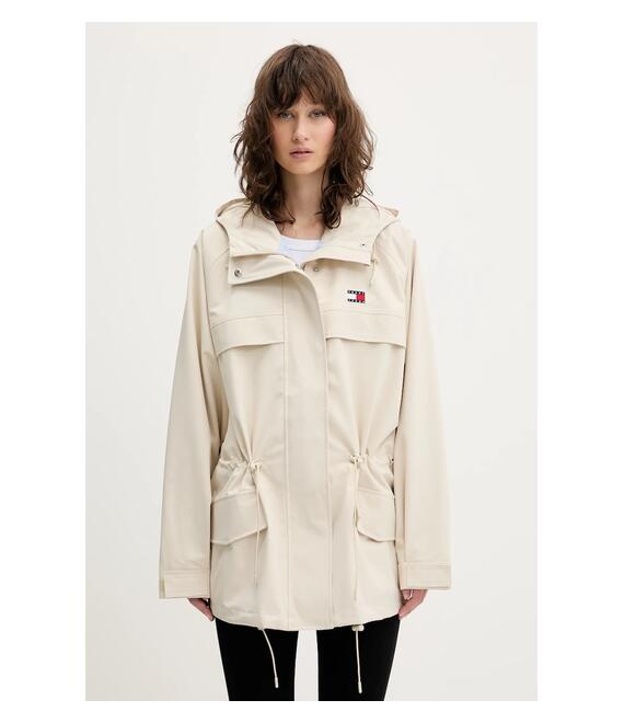 Μπουφάν Tommy Jeans χρώμα: μπεζ, DW0DW20244