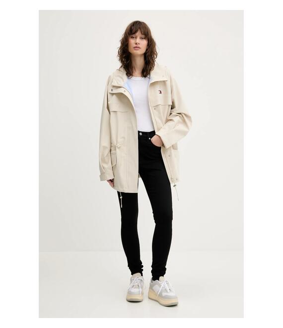 Μπουφάν Tommy Jeans χρώμα: μπεζ, DW0DW20244