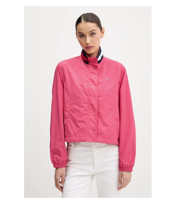 Μπουφάν Tommy Jeans χρώμα: ροζ, DW0DW20439