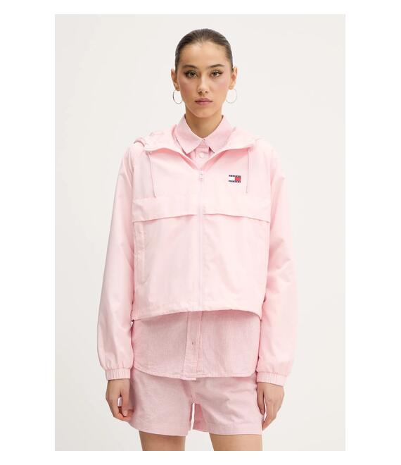 Μπουφάν Tommy Jeans χρώμα: ροζ, DW0DW20672