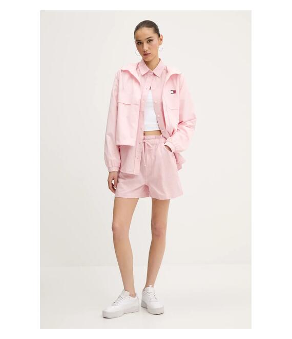 Μπουφάν Tommy Jeans χρώμα: ροζ, DW0DW20672