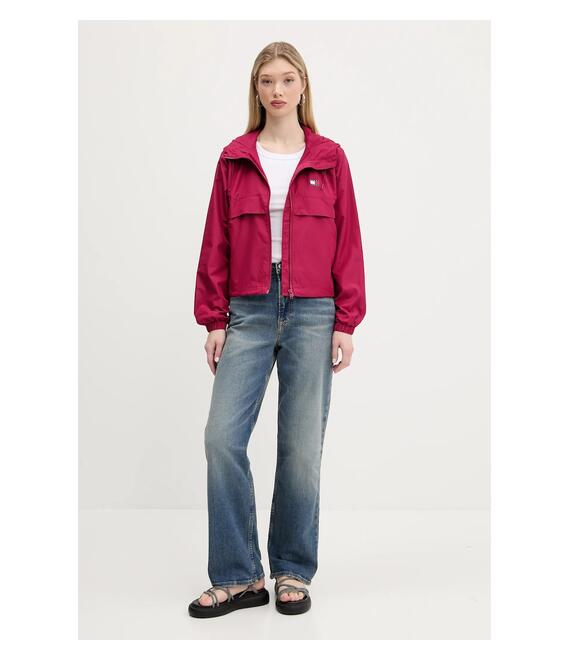 Μπουφάν Tommy Jeans χρώμα: ροζ, DW0DW20672