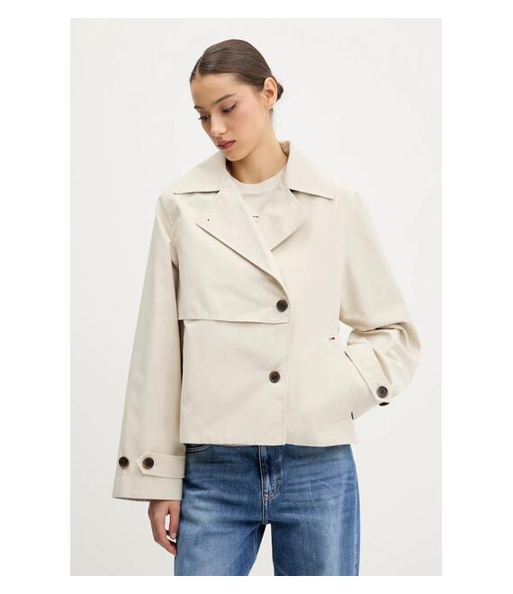Μπουφάν Tommy Jeans χρώμα: μπεζ, DW0DW21348