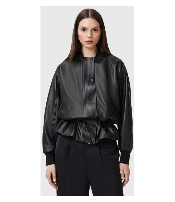 Δερμάτινο μπουφάν AllSaints SOFI χρώμα: μαύρο, W126LB