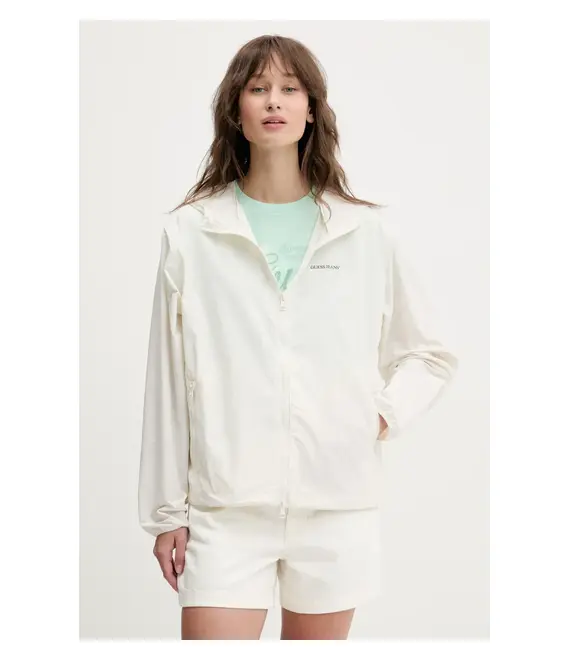 Μπουφάν Guess Jeans χρώμα: μπεζ, W5GL29 WH8N2