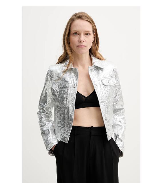 Μπουφάν The Kooples χρώμα: ασημί, FBLO30008K