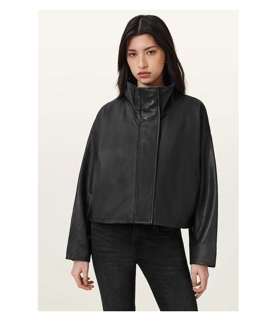 Δερμάτινο μπουφάν AllSaints RYDER χρώμα: μαύρο, W012LC