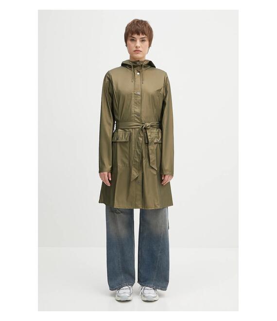 Μπουφάν Rains Curve Long Jacket W3 χρώμα: πράσινο, 18130.105