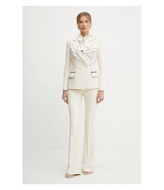Σακάκι Elisabetta Franchi χρώμα: μπεζ, GI12951E2