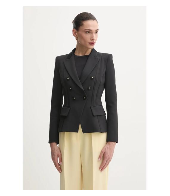 Σακάκι Elisabetta Franchi χρώμα: μαύρο, GI14251E2