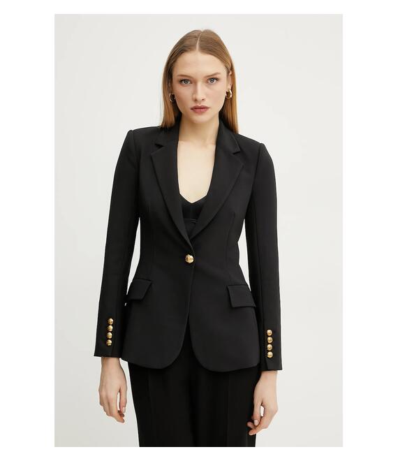 Σακάκι Elisabetta Franchi χρώμα: μαύρο, GI14451E2