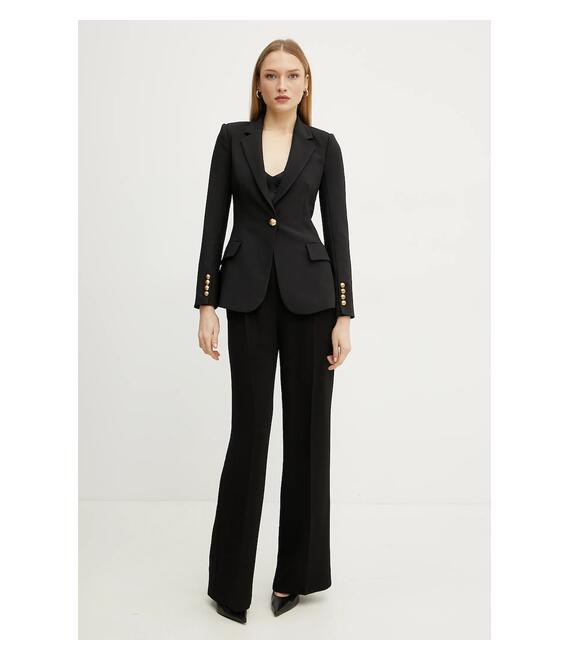 Σακάκι Elisabetta Franchi χρώμα: μαύρο, GI14451E2