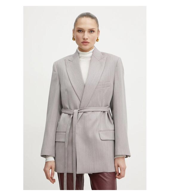 Μάλλινο σακάκι Victoria Beckham χρώμα: γκρι, 1125WJK006092A