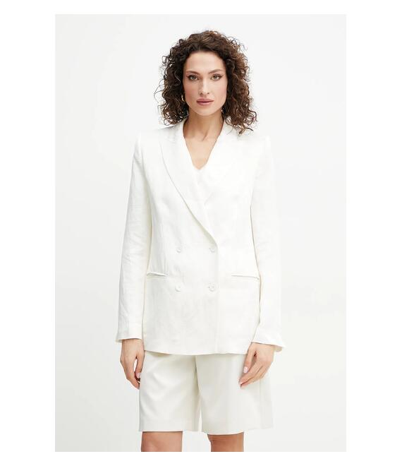 Blazer με μείγμα λινών Twinset χρώμα: μπεζ, 251TT2175