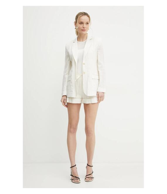Blazer με μείγμα λινών Twinset χρώμα: μπεζ, 251TT2140