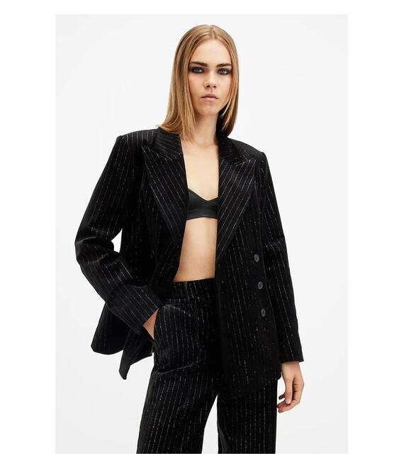 Βαμβακερό blazer AllSaints SEVENH χρώμα: μαύρο, W026QB