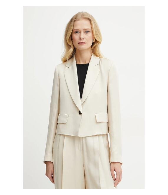 Blazer με μείγμα λινών Marella Emme by Marella χρώμα: μπεζ, 2515041121200