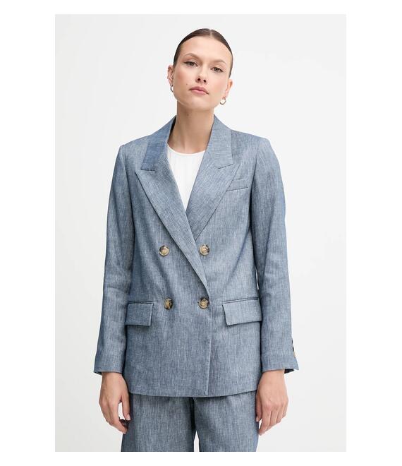 Λινό πανωφόρι Sisley χρώμα: μπλε, 2MNULW02Y