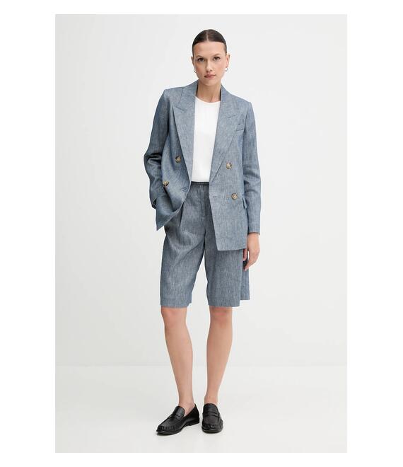 Λινό πανωφόρι Sisley χρώμα: μπλε, 2MNULW02Y