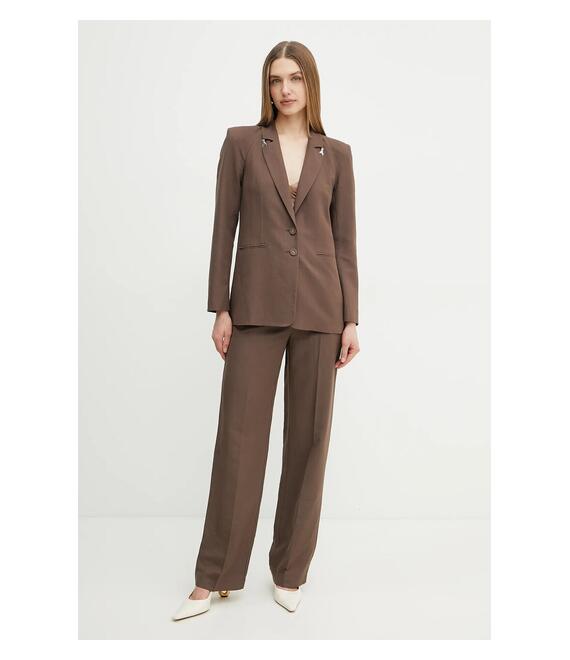 Blazer με μείγμα λινών Patrizia Pepe χρώμα: καφέ, 2S1524 A052