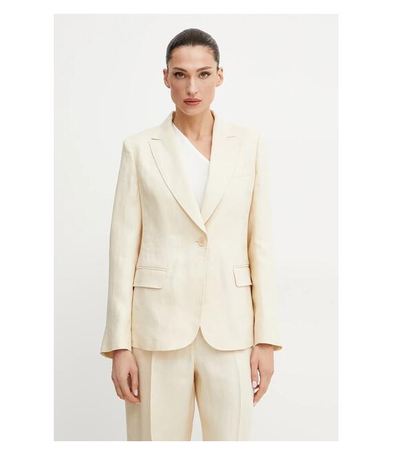 Λινό πανωφόρι Weekend Max Mara χρώμα: μπεζ, 2515041012600