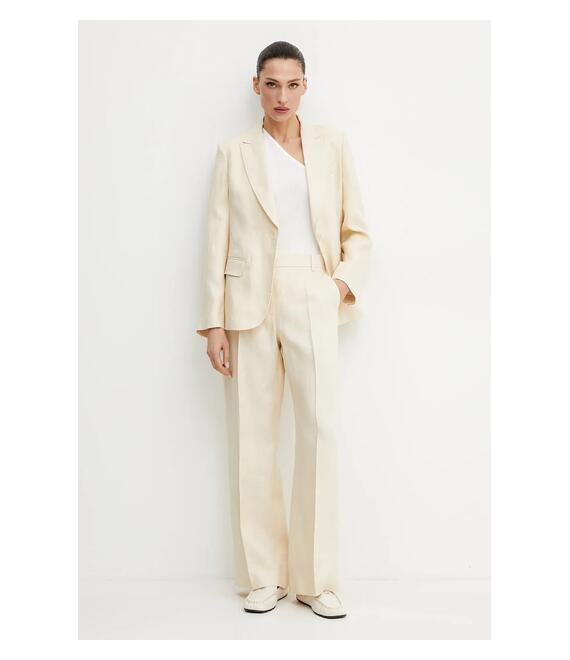 Λινό πανωφόρι Weekend Max Mara χρώμα: μπεζ, 2515041012600