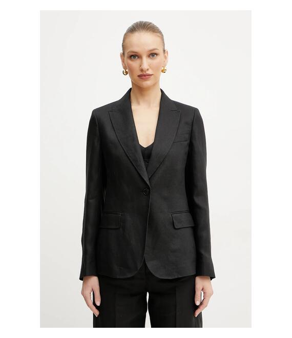 Λινό πανωφόρι Weekend Max Mara χρώμα: μαύρο, 2515041012600