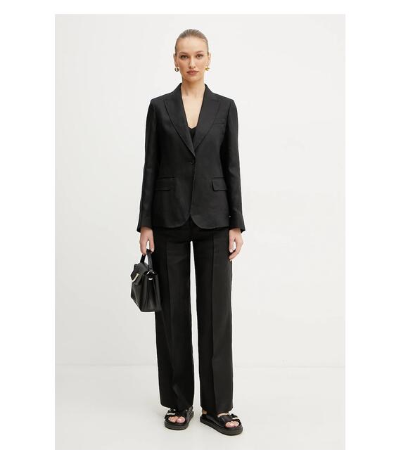 Λινό πανωφόρι Weekend Max Mara χρώμα: μαύρο, 2515041012600