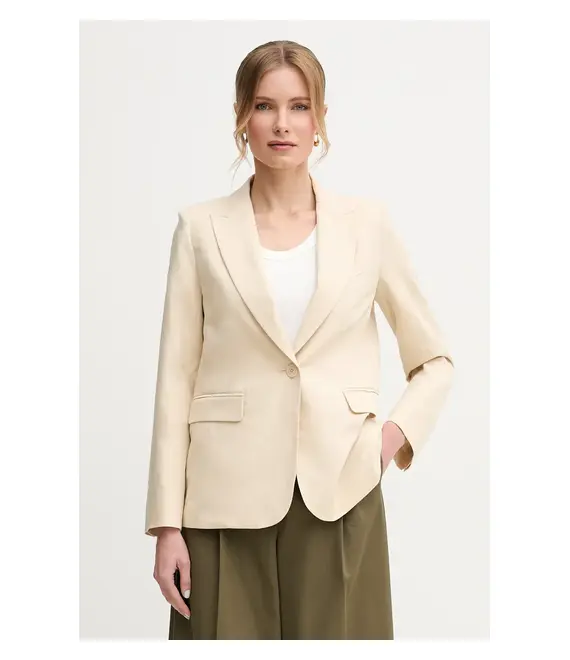 Blazer με μείγμα λινών Weekend Max Mara χρώμα: μπεζ, 2515041062600