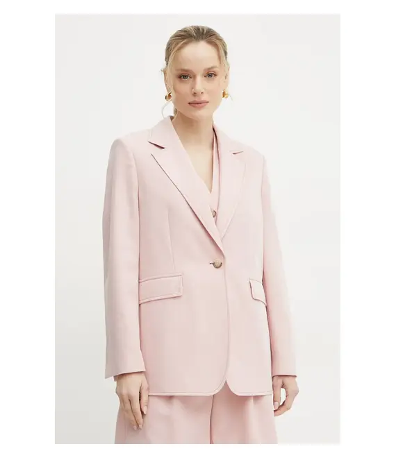 Blazer με μείγμα λινών BOSS Orange χρώμα: ροζ, 50546215
