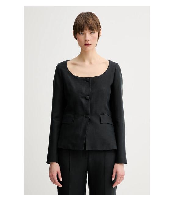 Blazer με μείγμα λινών Remain χρώμα: μαύρο, 502522100