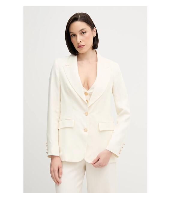 Blazer με μείγμα λινών Gaudi χρώμα: μπεζ, 511FD35005
