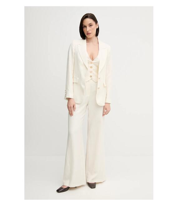Blazer με μείγμα λινών Gaudi χρώμα: μπεζ, 511FD35005