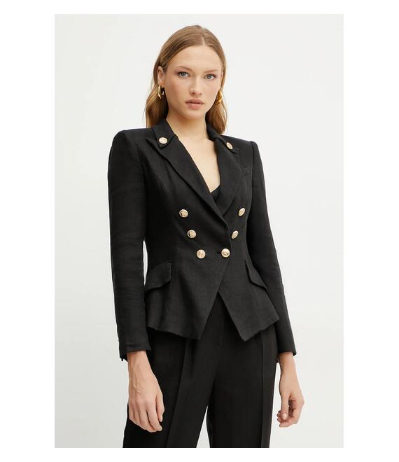 Λινό πανωφόρι Elisabetta Franchi χρώμα: μαύρο, GI16252E2