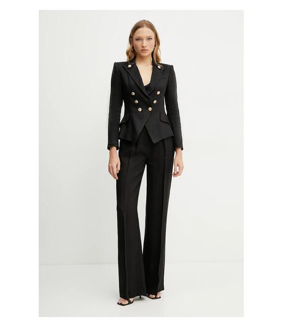 Λινό πανωφόρι Elisabetta Franchi χρώμα: μαύρο, GI16252E2