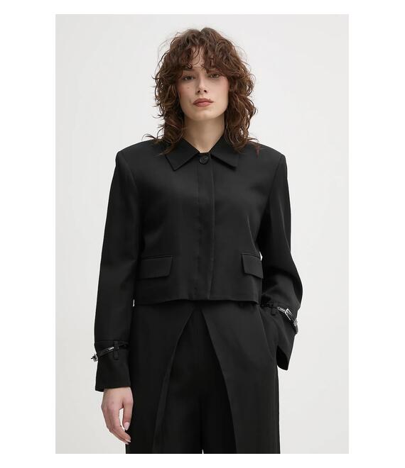 Blazer με μείγμα λινών ISABELLE BLANCHE χρώμα: μαύρο, IS25SS-J063-T004