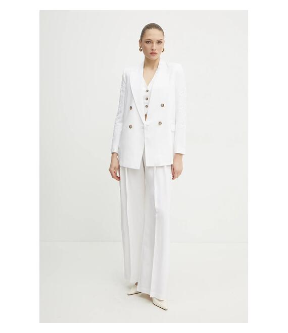 Blazer με μείγμα λινών Ermanno Scervino χρώμα: άσπρο, 56TI021ES1