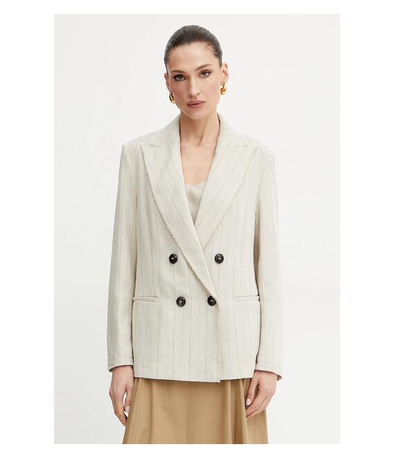 Blazer με μείγμα λινών MAX&Co. χρώμα: μπεζ, 2516041094200