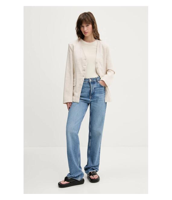 Λινό πανωφόρι Abercrombie & Fitch χρώμα: μπεζ, KI144-5076