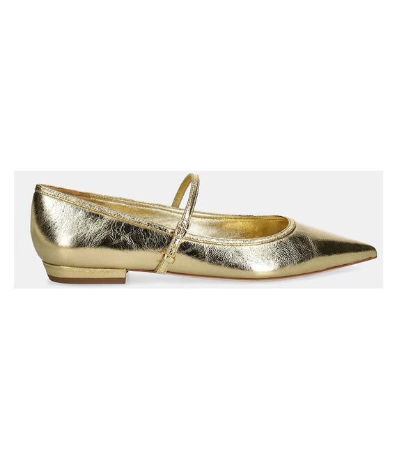 Δερμάτινες μπαλαρίνες Tory Burch Double T Buckle Mary Jane χρώμα: χρυσαφί, 166038-723
