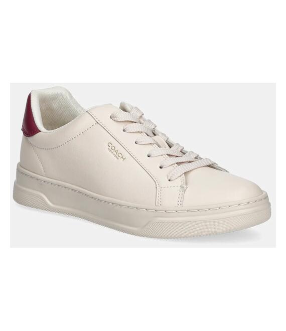 Δερμάτινα αθλητικά παπούτσια Coach High Line χρώμα: μπεζ, CW971