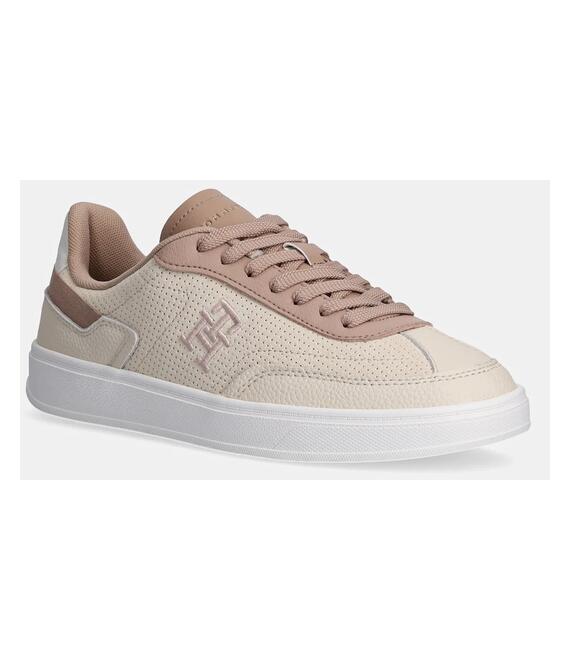 Δερμάτινα αθλητικά παπούτσια Tommy Hilfiger TH HERITAGE SNEAKER PERF χρώμα: μπεζ, FW0FW08380