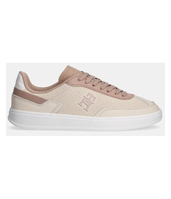 Δερμάτινα αθλητικά παπούτσια Tommy Hilfiger TH HERITAGE SNEAKER PERF χρώμα: μπεζ, FW0FW08380
