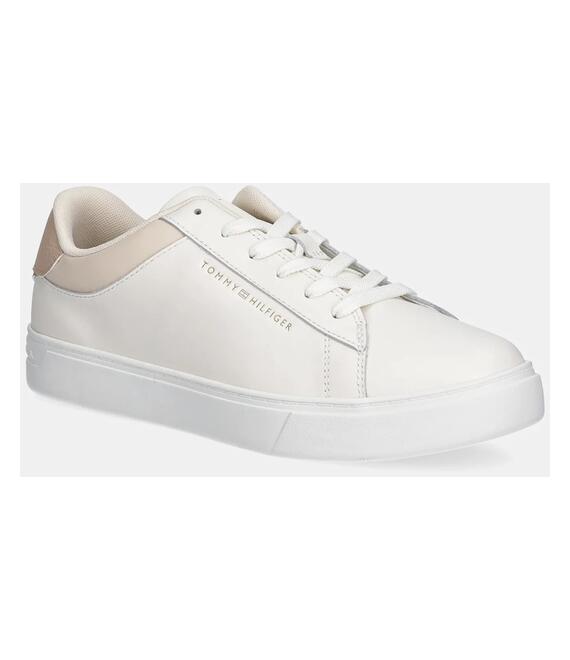 Δερμάτινα αθλητικά παπούτσια Tommy Hilfiger ESSENTIAL COURT SNEAKER χρώμα: μπεζ, FW0FW08320