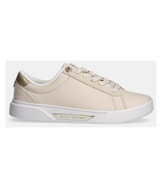 Δερμάτινα αθλητικά παπούτσια Tommy Hilfiger CHIC COURT SNEAKER χρώμα: μπεζ, FW0FW08382