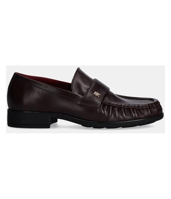 Δερμάτινα μοκασίνια Tommy Hilfiger LOAFER SOFT NAPPA PLEATED TOE χρώμα: μπορντό, FW0FW08362