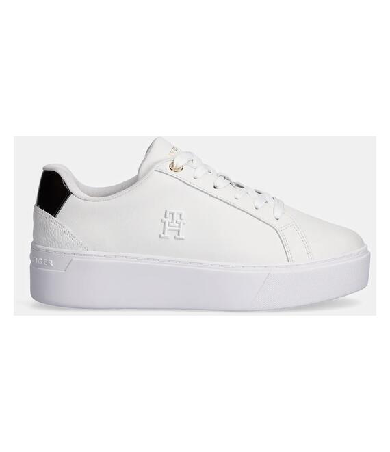 Δερμάτινα αθλητικά παπούτσια Tommy Hilfiger TH PLATFORM COURT SNEAKER χρώμα: άσπρο, FW0FW08614